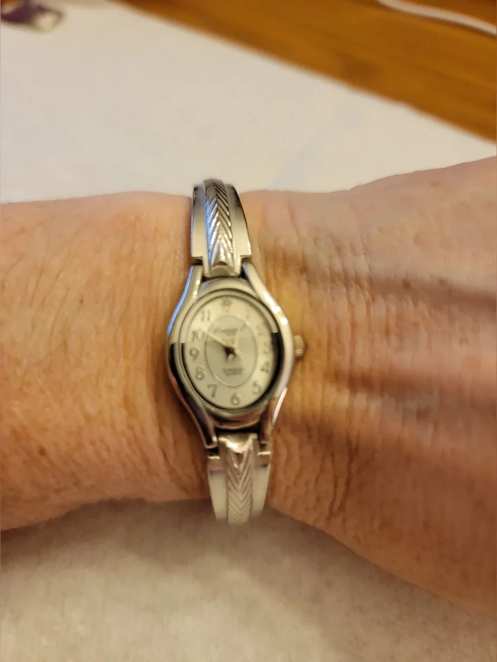 Armitron Women's Silver-Tone Diamond Quartz Bangle Watch